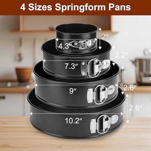 Four sizes of isheTao springform pans side by side
