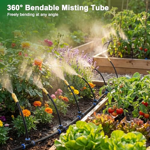STARREY irrigation tubing installed in a raised garden bed