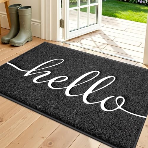 BeneathYourFeet Door Mat black hello design