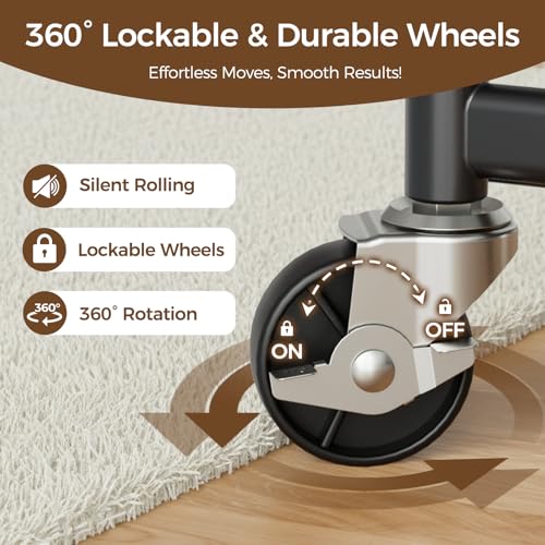 Swivel casters on HYSEYY garment rack base