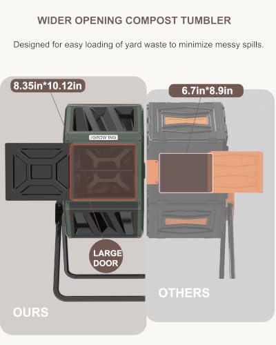 THE GROW'ING 53 Gallon Large Outdoor Compost Bin Tumbler Barrel dual chambers