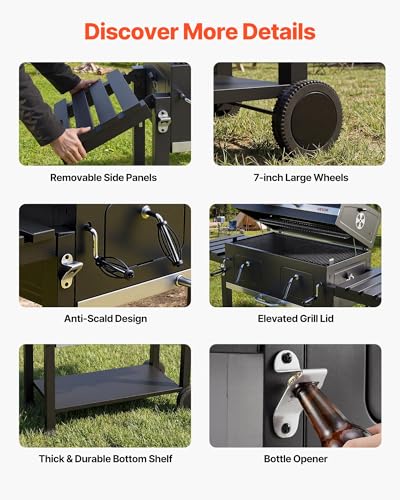 Drawer ash tray extended on VEVOR charcoal grill