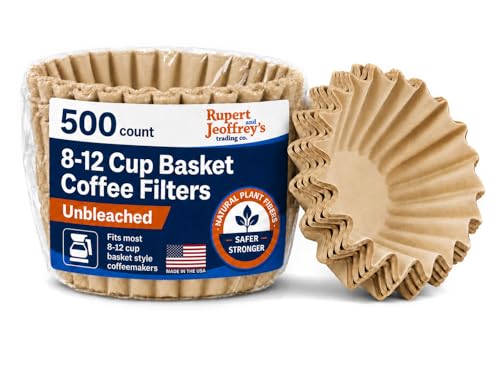 Rupert and Jeoffrey's Trading Co. 8-12 Cup Basket Coffee Filters Natural Unbleached