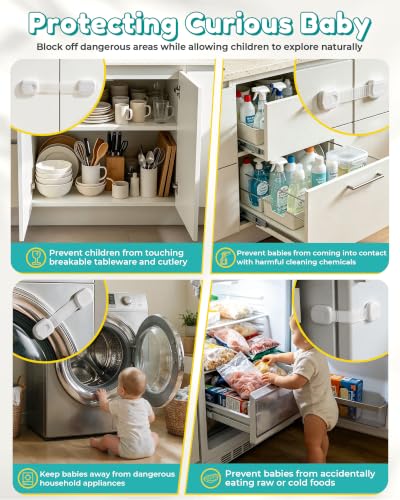 Applying Niunuerga adhesive safety latch to cabinet