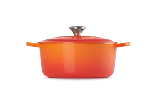 Close up of Le Creuset enamel lid handle