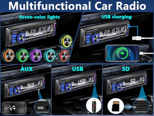 Single DIN radio showing dual USB and AUX ports