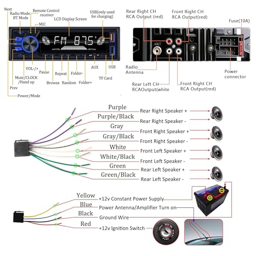 Car radio showing Bluetooth and FM menu settings