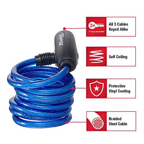 Blue Master Lock bicycle cable lock