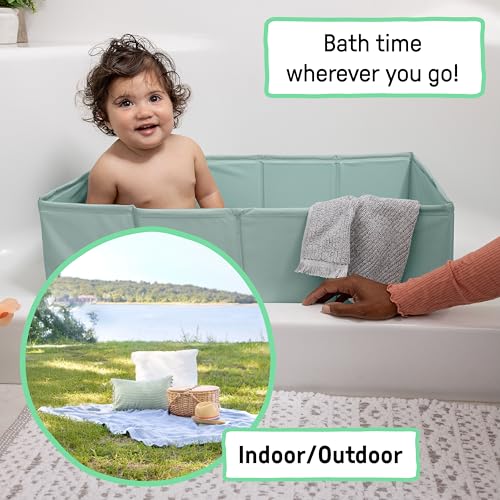 Ingenuity Tuckaway tub expanded in a shower stall