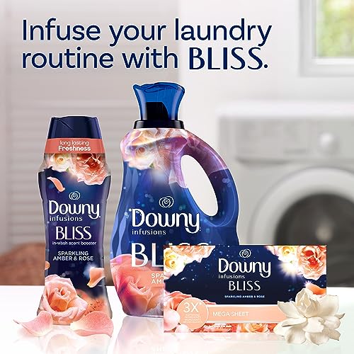 Product dimensions and count for Downy Infusions dryer sheets