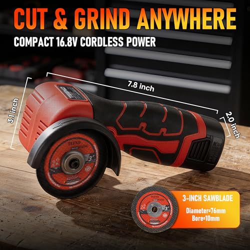 TEENO 16.8V handheld grinder with battery attached