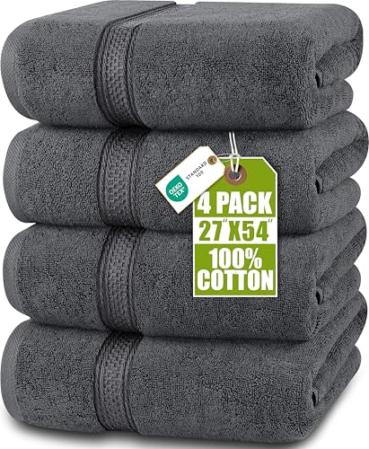 Utopia Towels 4 pack grey bath towels folded