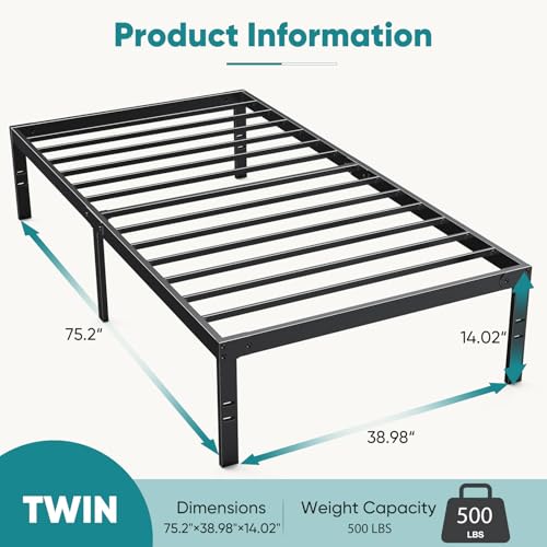 Black metal frame under-bed storage space
