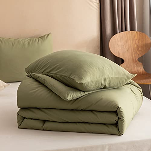 Folded olive green queen comforter