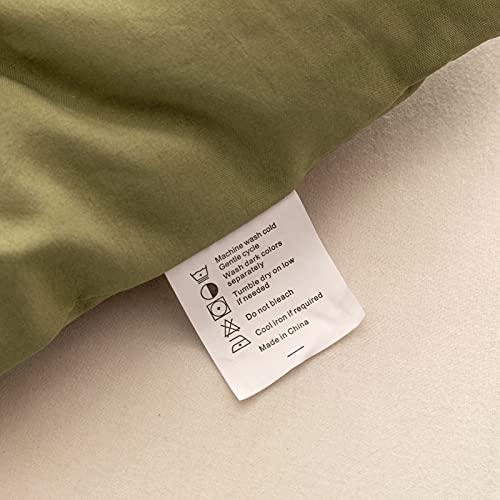 Olive green bedding set in bedroom setting