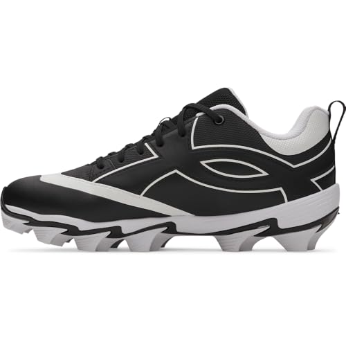 Under Armour black baseball cleats top down view