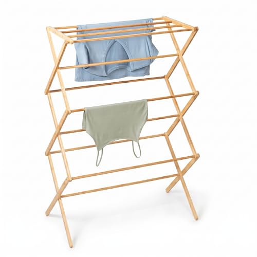 Honey-Can-Do Collapsible Bamboo Drying Rack folded view