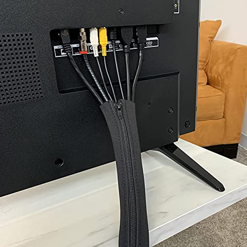 Two black zipper cable sleeves laid flat