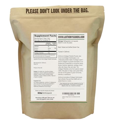 Anthony's Collagen Peptide Powder nutrition facts