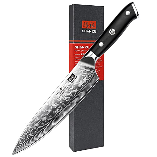 SHAN ZU 8 Inch Damascus Chef Knife side profile