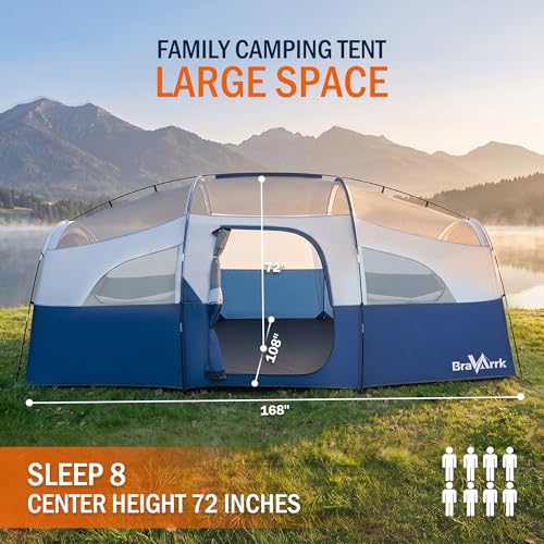 Blue camping tent with rainfly deployed