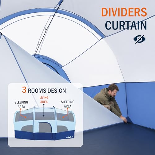Spacious interior of 14 x 9 ft family tent