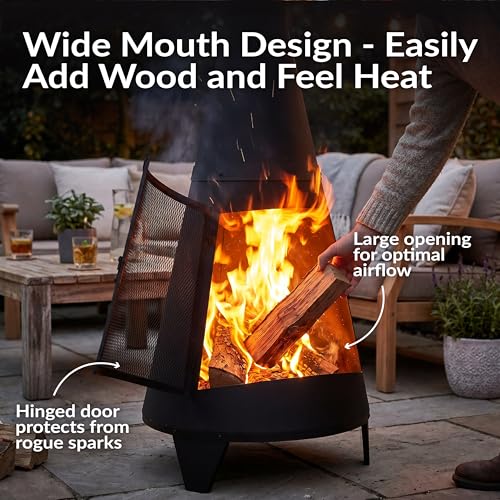 Side profile of Sunnydaze wood burning outdoor fireplace