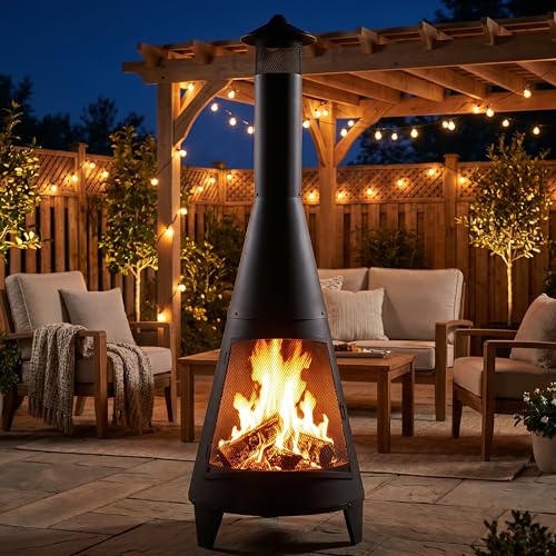 Full height view of the Sunnydaze patio fireplace