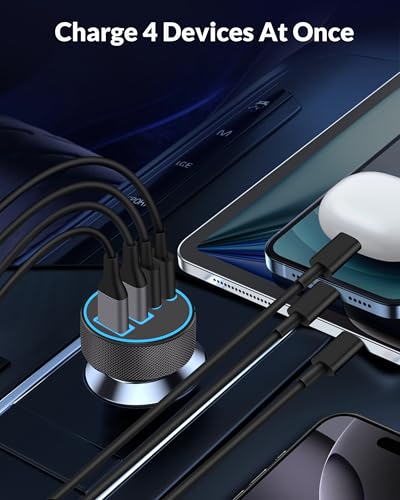 Close up of 4-port USB-C and USB-A layout