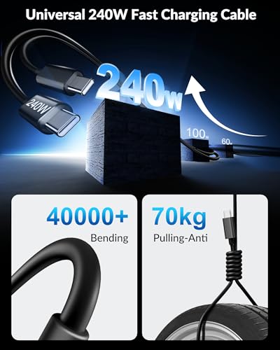Durable 240W USB-C cable included with charger