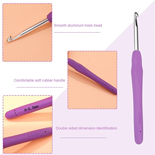 Ergonomic rubber handle of SHWAKK crochet tool