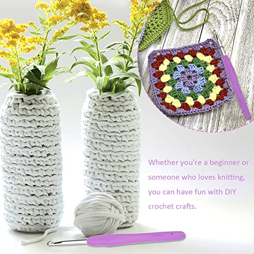 SHWAKK crochet hook alongside yarn samples