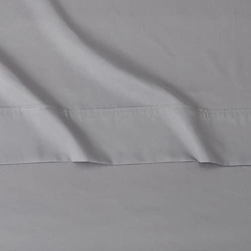 Bed styled with solid Dark Gray sheet set