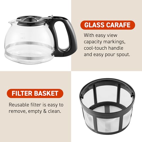 Glass carafe and brewing basket for Elite Gourmet EHC4128