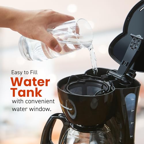 Black drip coffee maker water reservoir indicator