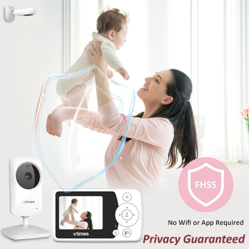 Baby monitor camera and screen showing clear display