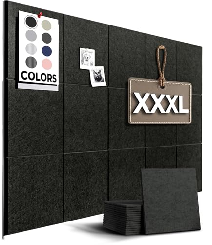 WallHero 15 Pack Felt Vision Board Tiles black