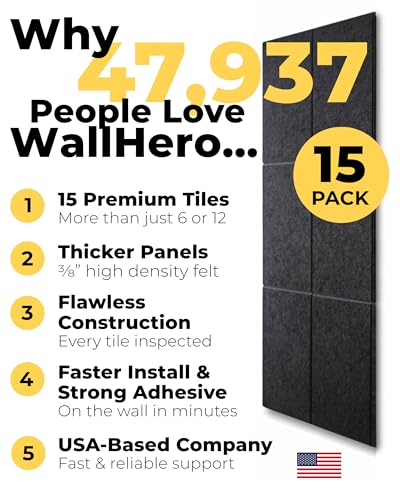 WallHero felt tiles arranged on a home office wall
