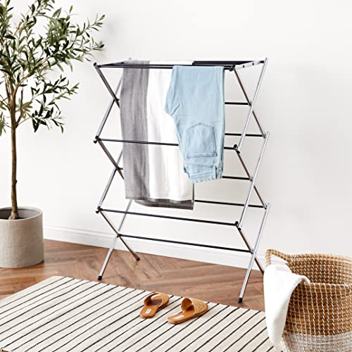 Accordion design laundry rack in chrome finish