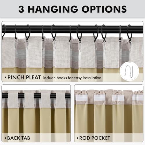 Two panel set of MIULEE blackout curtains ivory