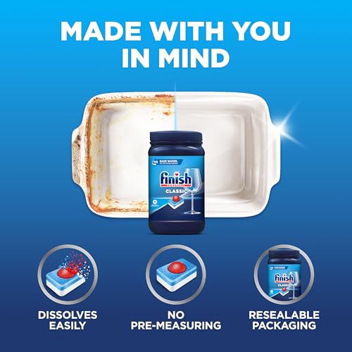 Graphic showing Finish pod dissolving in water