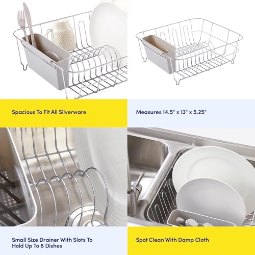 Side profile of dish drainer with rubberized feet