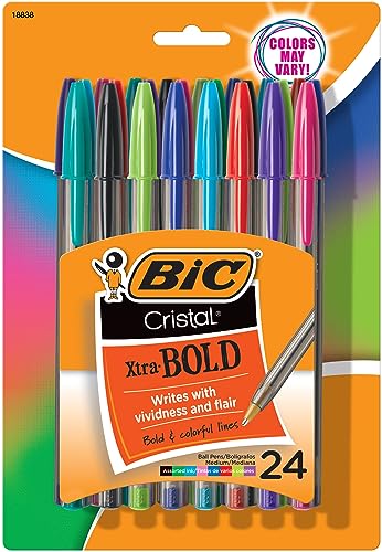 BIC Cristal Xtra Bold pens 24-count pack front