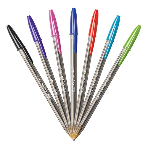 BIC Cristal pens showing ink levels