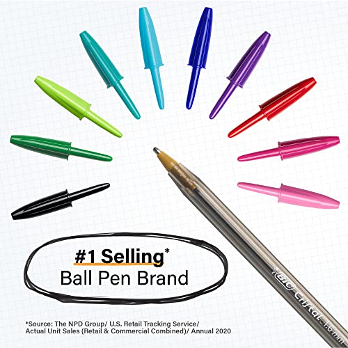 BIC Cristal pens grouped by color