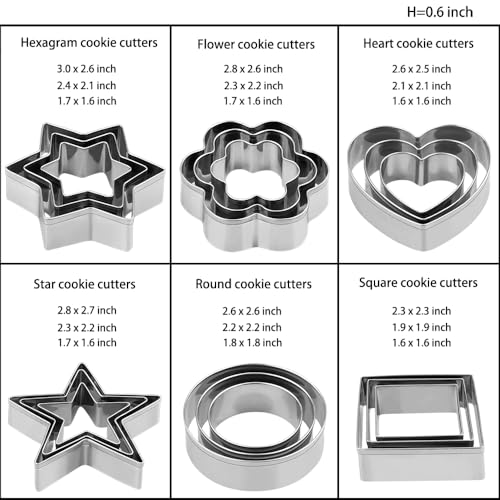 Stainless steel star flower and heart cookie cutters
