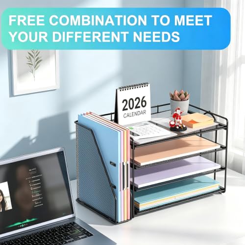 Black metal paper tray compartments