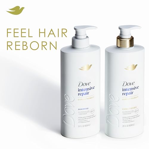 Close up of Dove Intensive Repair hair conditioner branding