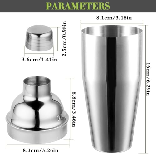Silver cocktail shaker with built-in strainer