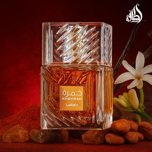 Side view of Lattafa Khamrah bottle